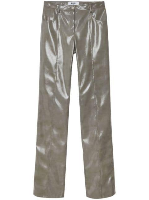 glossy-finish straight-leg trousers by MSGM