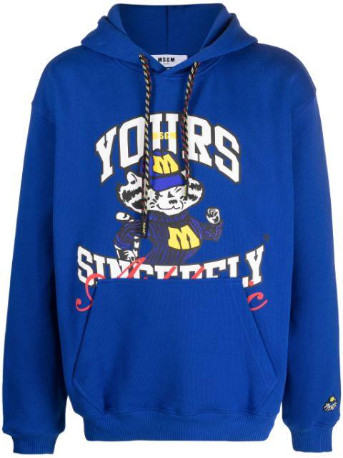 graphic-print cotton hoodie by MSGM