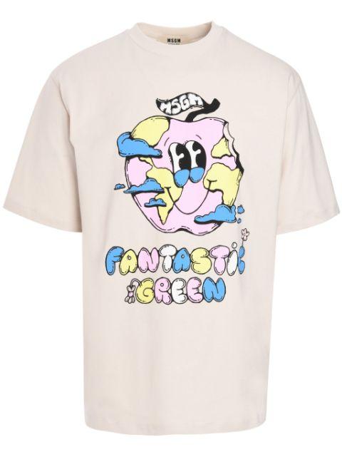 graphic-print cotton t-shirt by MSGM