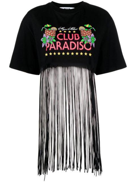 graphic-print frayed T-Shirt by MSGM