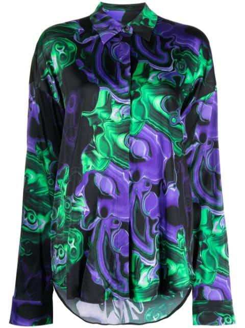 graphic-print long-sleeve shirt by MSGM