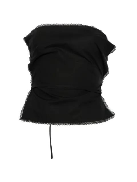 lace-trim tie-fastening top by MSGM