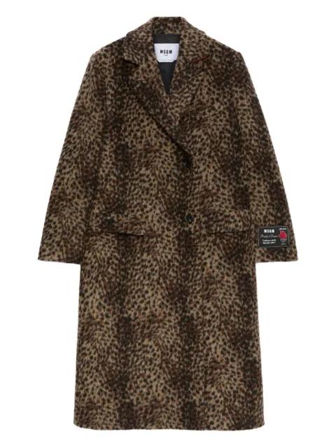 leopard-print double-breasted coat by MSGM leopard-print double-breasted coat by MSGM