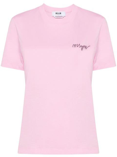 logo-embroidered cotton T-shirt by MSGM