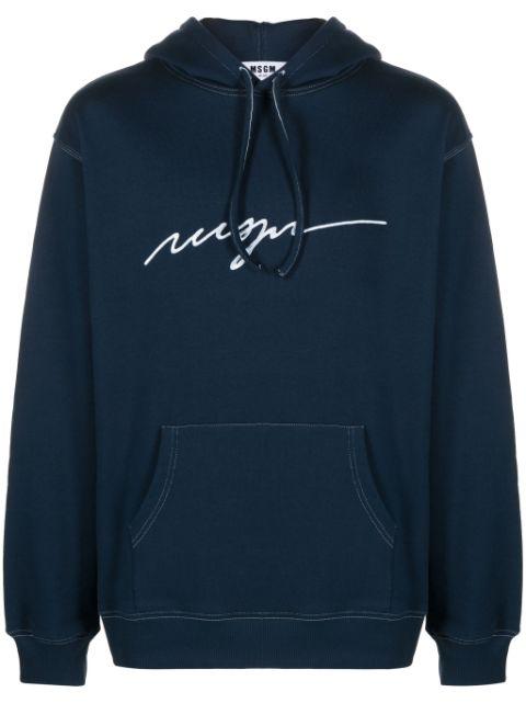 logo-embroidered cotton hoodie by MSGM