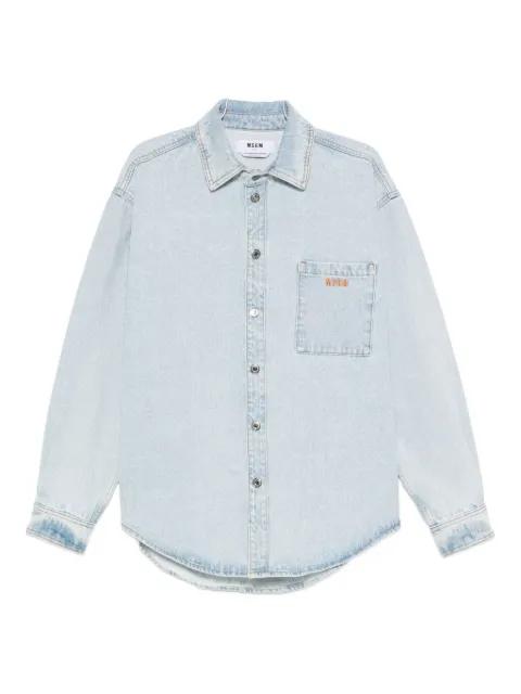 logo-embroidered denim shirt by MSGM