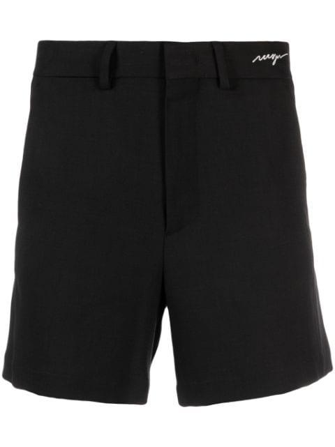 logo-embroidered mid-rise shorts by MSGM