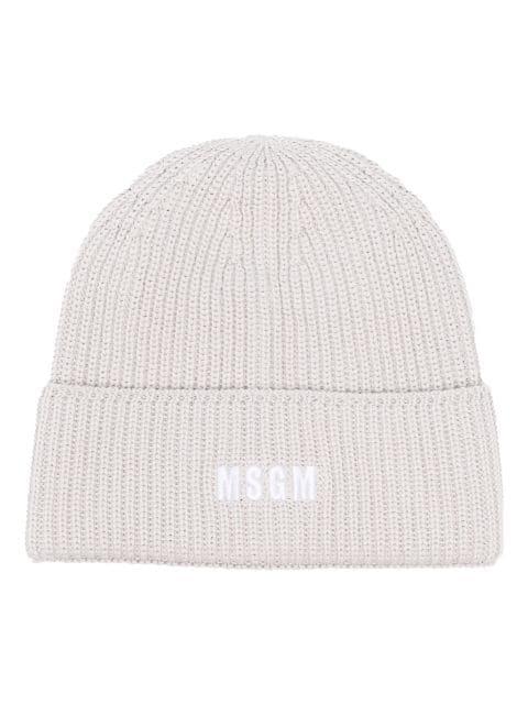 logo-embroidered ribbed-knit beanie by MSGM