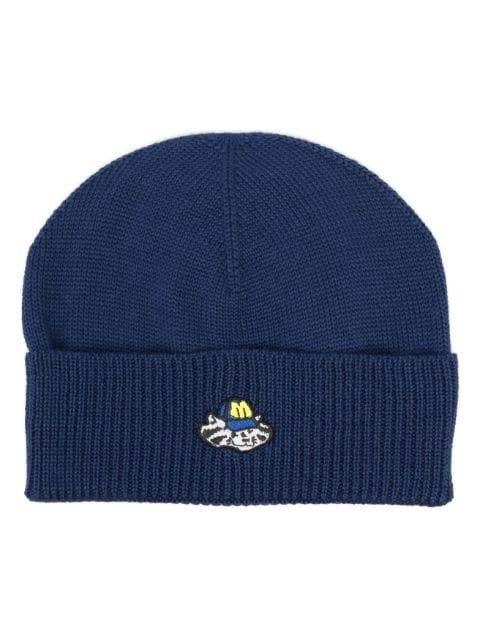 logo-patch knitted beanie by MSGM
