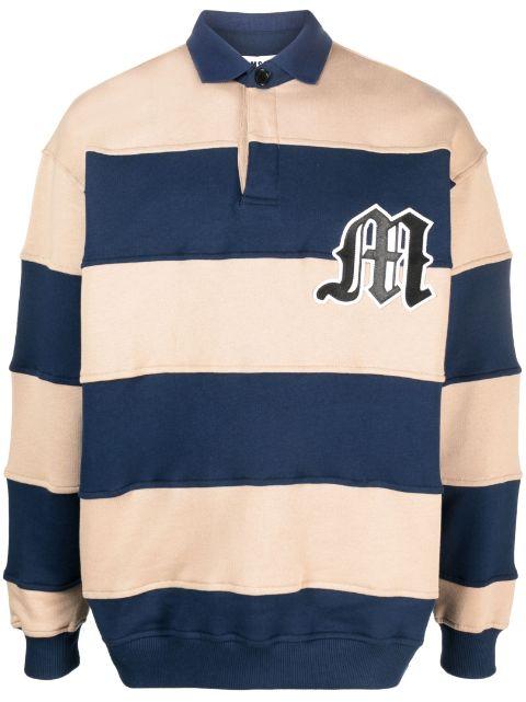 logo-patch striped polo sweatshirt by MSGM