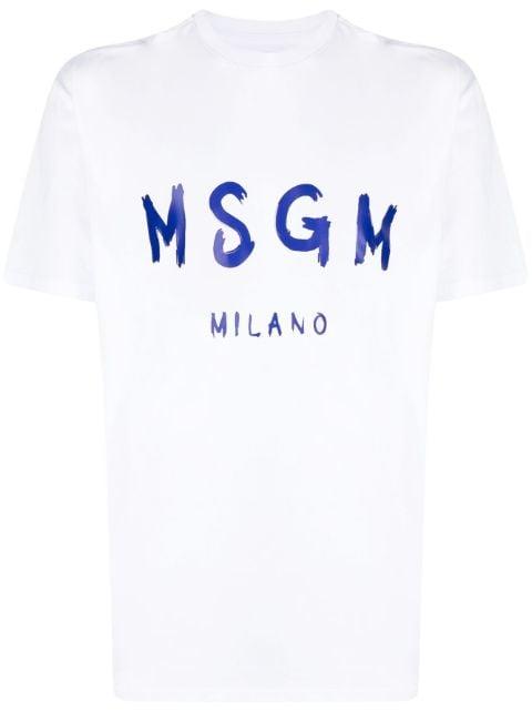 logo-print cotton T-Shirt by MSGM