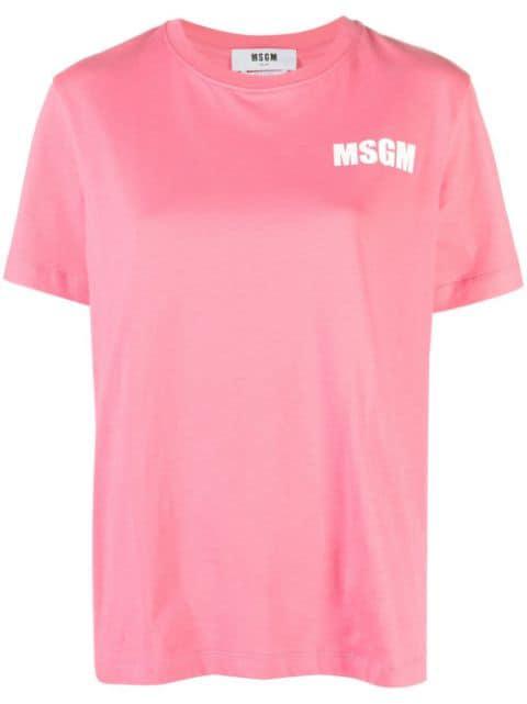 logo-print cotton T-shirt by MSGM