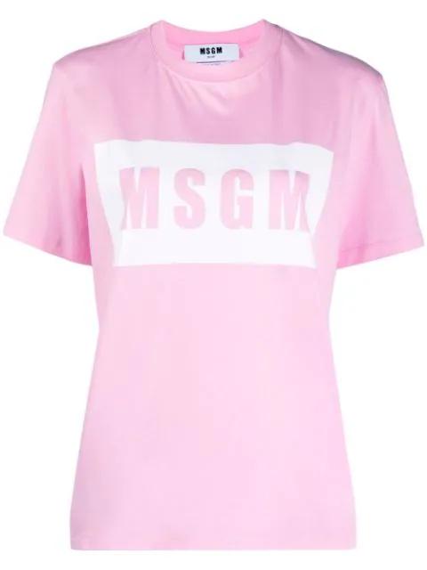 logo-print cotton T-shirt by MSGM