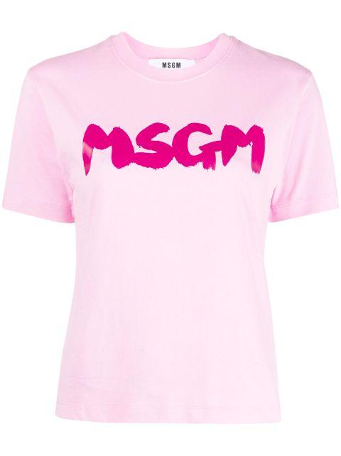 logo-print cotton T-shirt by MSGM