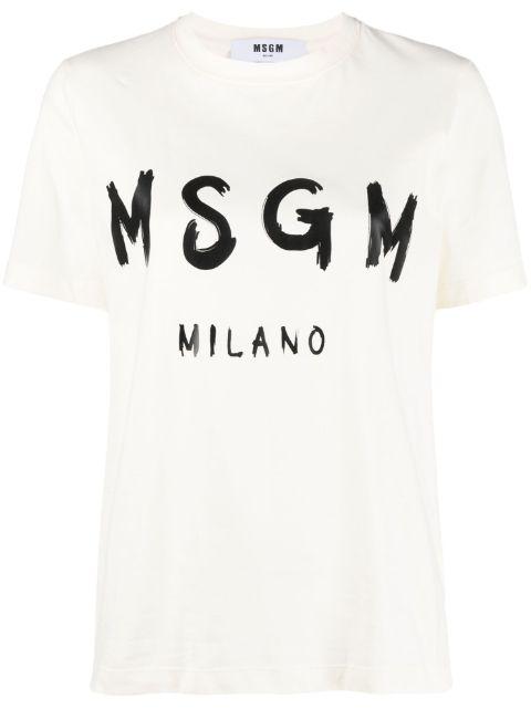 logo-print cotton T-shirt by MSGM