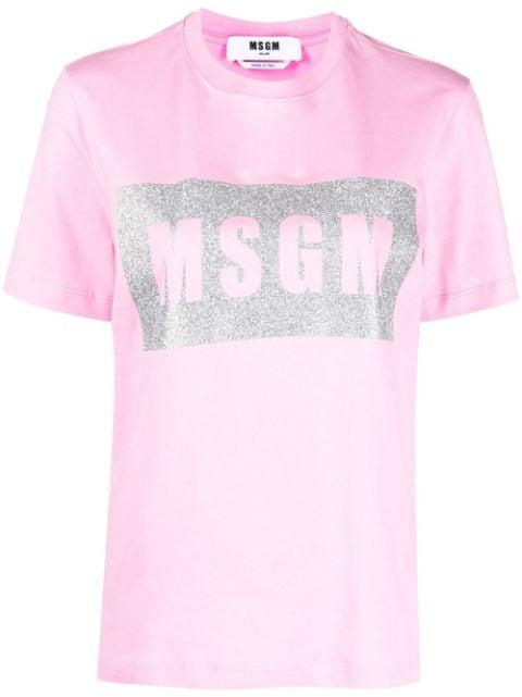 logo-print cotton T-shirt by MSGM