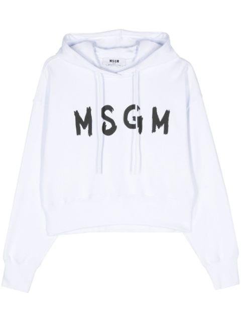 logo-print cotton hoodie by MSGM