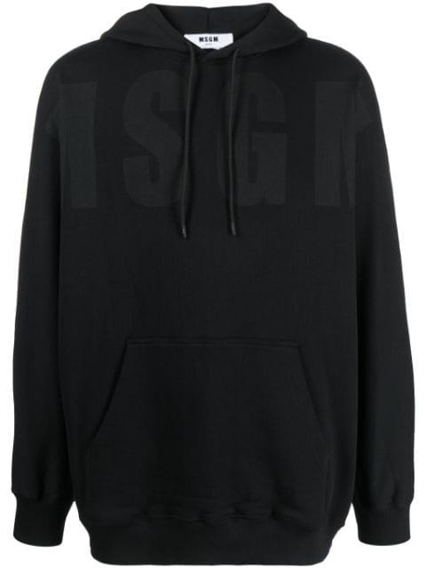 logo-print cotton hoodie by MSGM