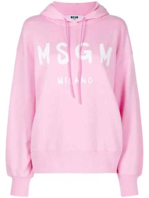 logo-print cotton hoodie by MSGM