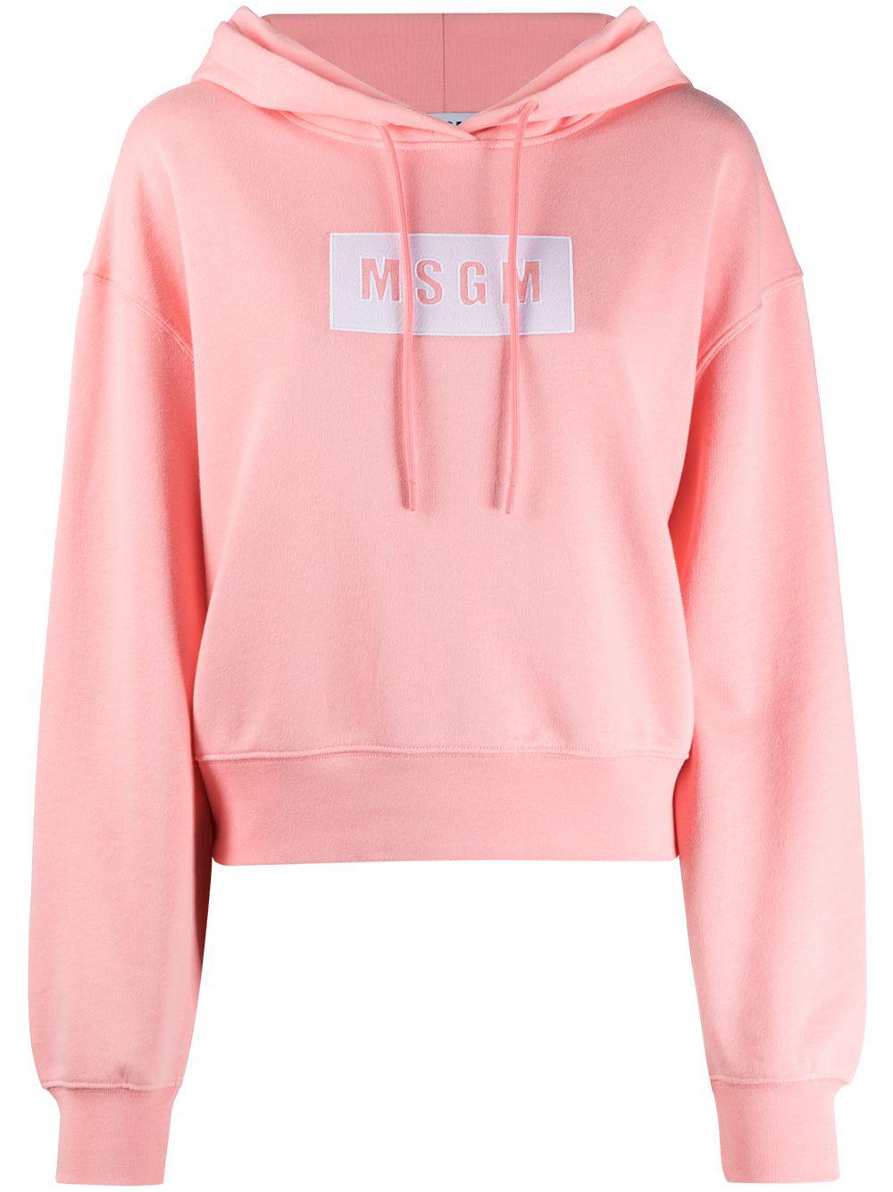 logo print cotton hoodie by MSGM