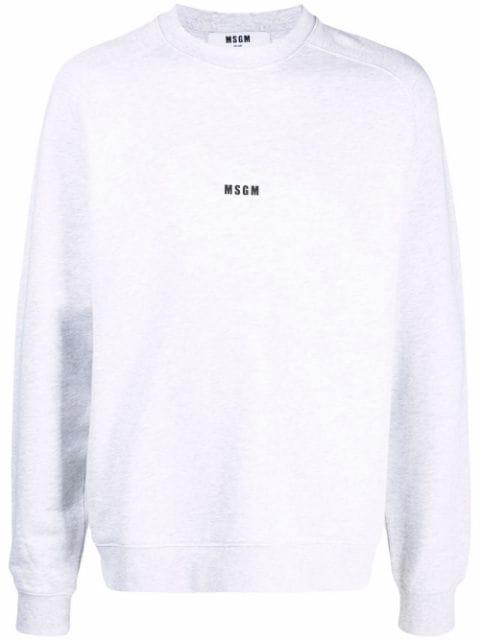 logo-print crew neck jumper by MSGM