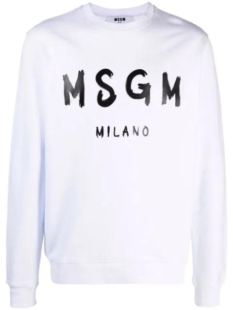 logo-print crew neck sweatshirt by MSGM