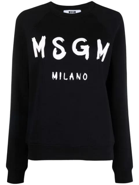 logo-print crew neck sweatshirt by MSGM