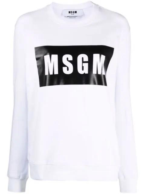 logo-print crew neck sweatshirt by MSGM