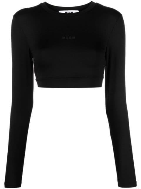 logo-print cropped top by MSGM
