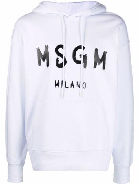 logo-print pullover hoodie by MSGM
