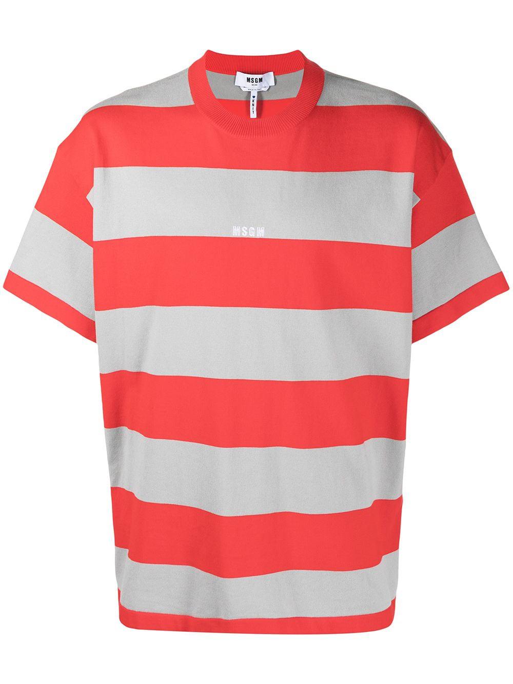 logo-print striped T-shirt by MSGM