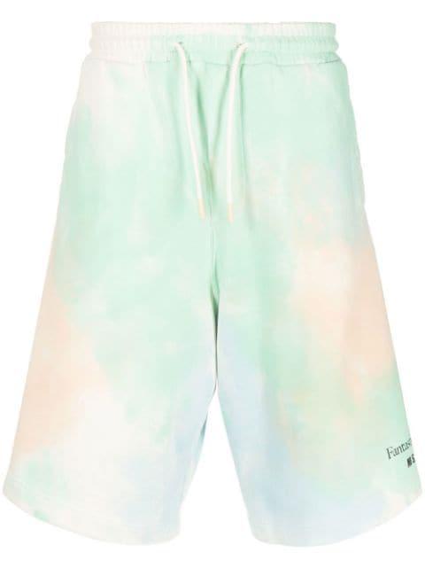 logo-print tie-dye shorts by MSGM