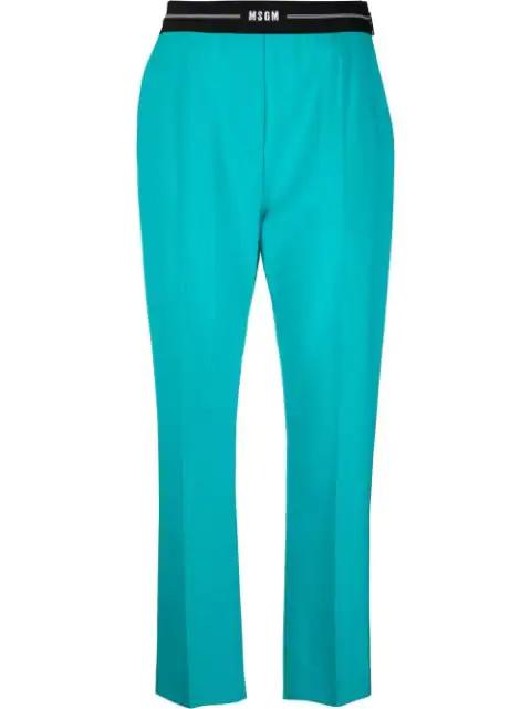 logo-waist slim tailored trousers by MSGM