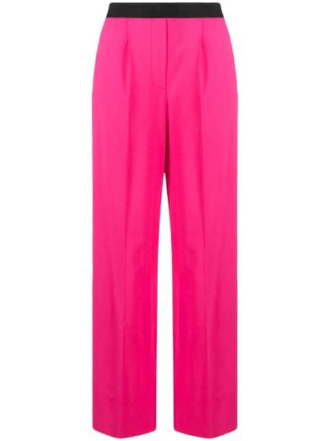 logo-waistband wide-leg trousers by MSGM
