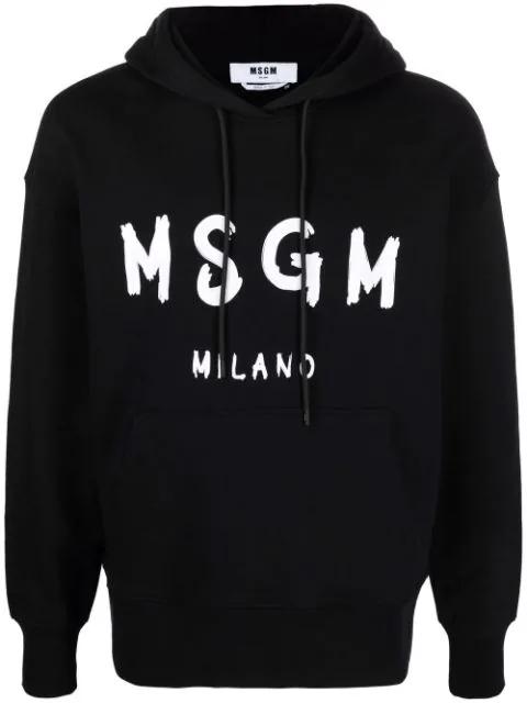 long-sleeved logo print hoodie by MSGM