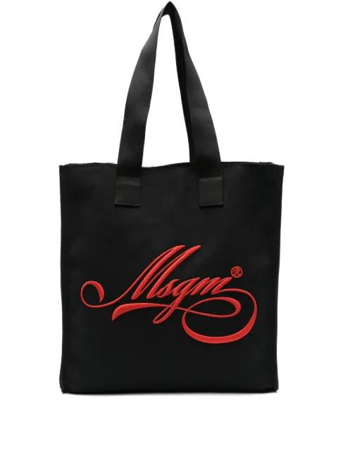 medium logo-embroidered tote bag by MSGM