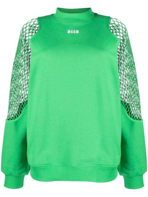 mesh-detail crew neck sweatshirt by MSGM