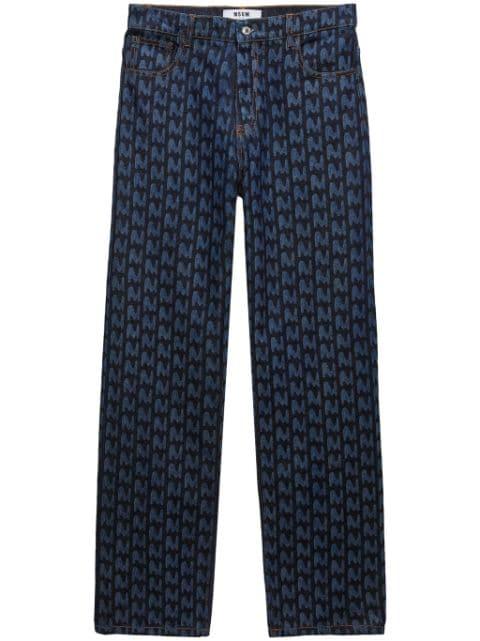 monogram-print cotton jeans by MSGM