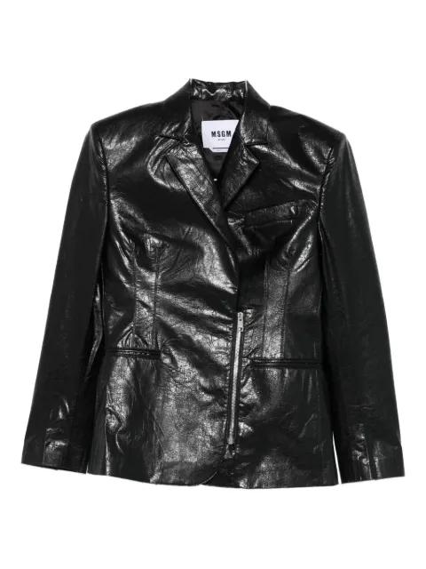 notched asymmetric-zip jacket by MSGM