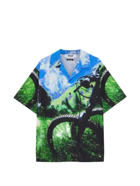 open-collar graphic shirt by MSGM