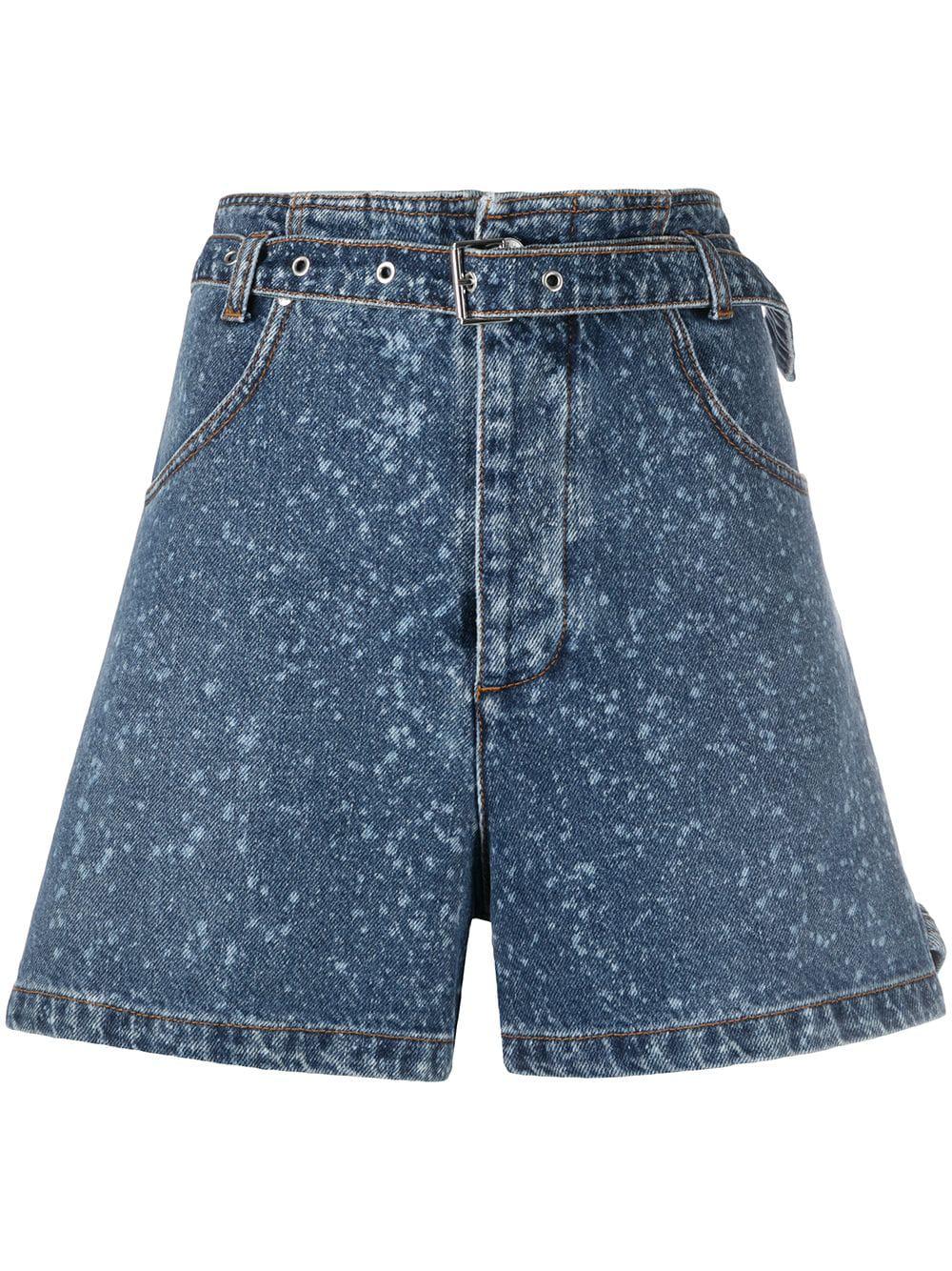 paint-splatter print denim shorts by MSGM