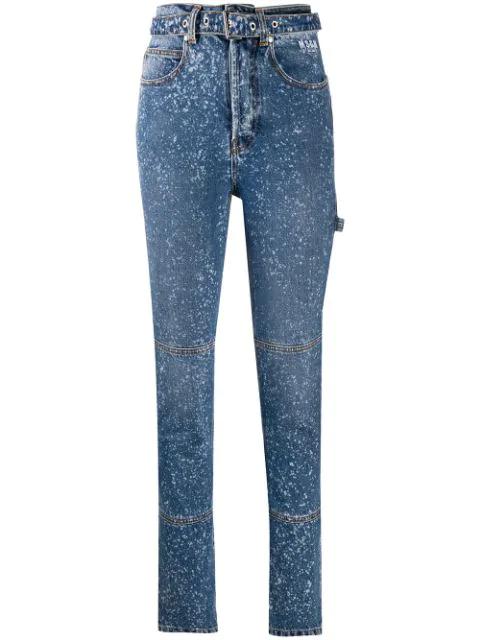 paint-splattered slim-fit jeans by MSGM