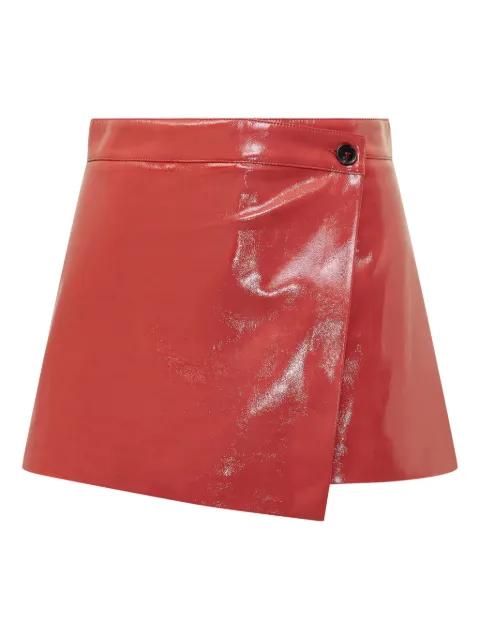 patent leather asymmetric skorts by MSGM