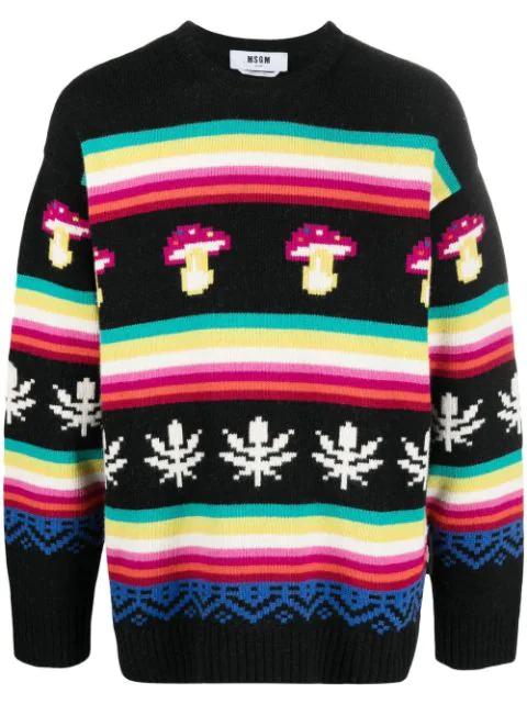 patterned jacquard crew-neck jumper by MSGM