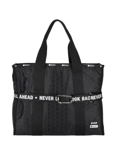 patterned lettering strap tote bag by MSGM