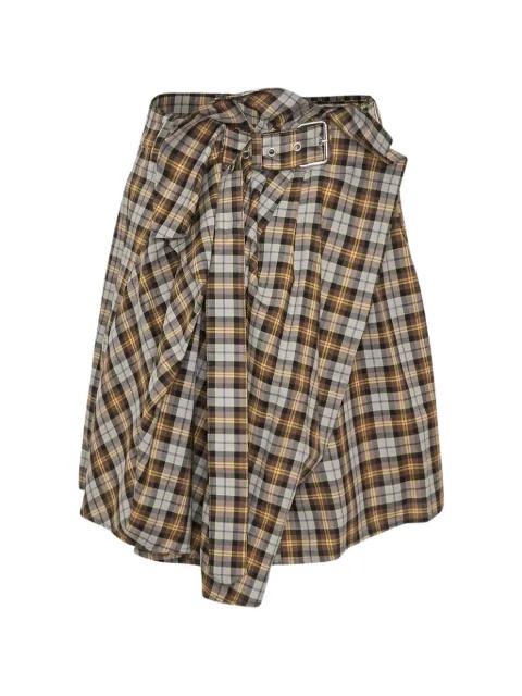 plaid belted midi skirt by MSGM