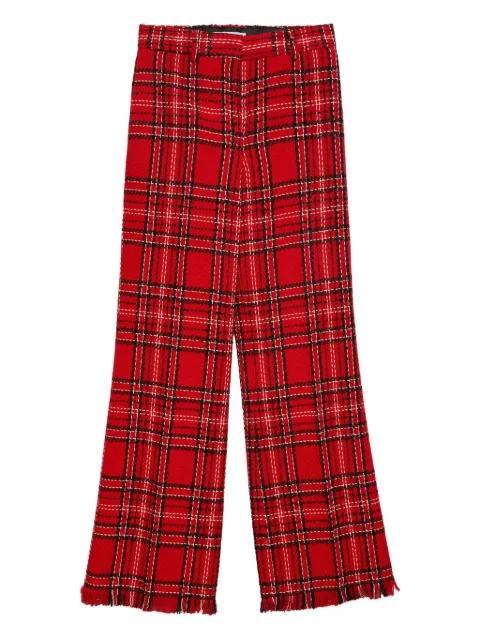 plaid fringed straight trousers by MSGM