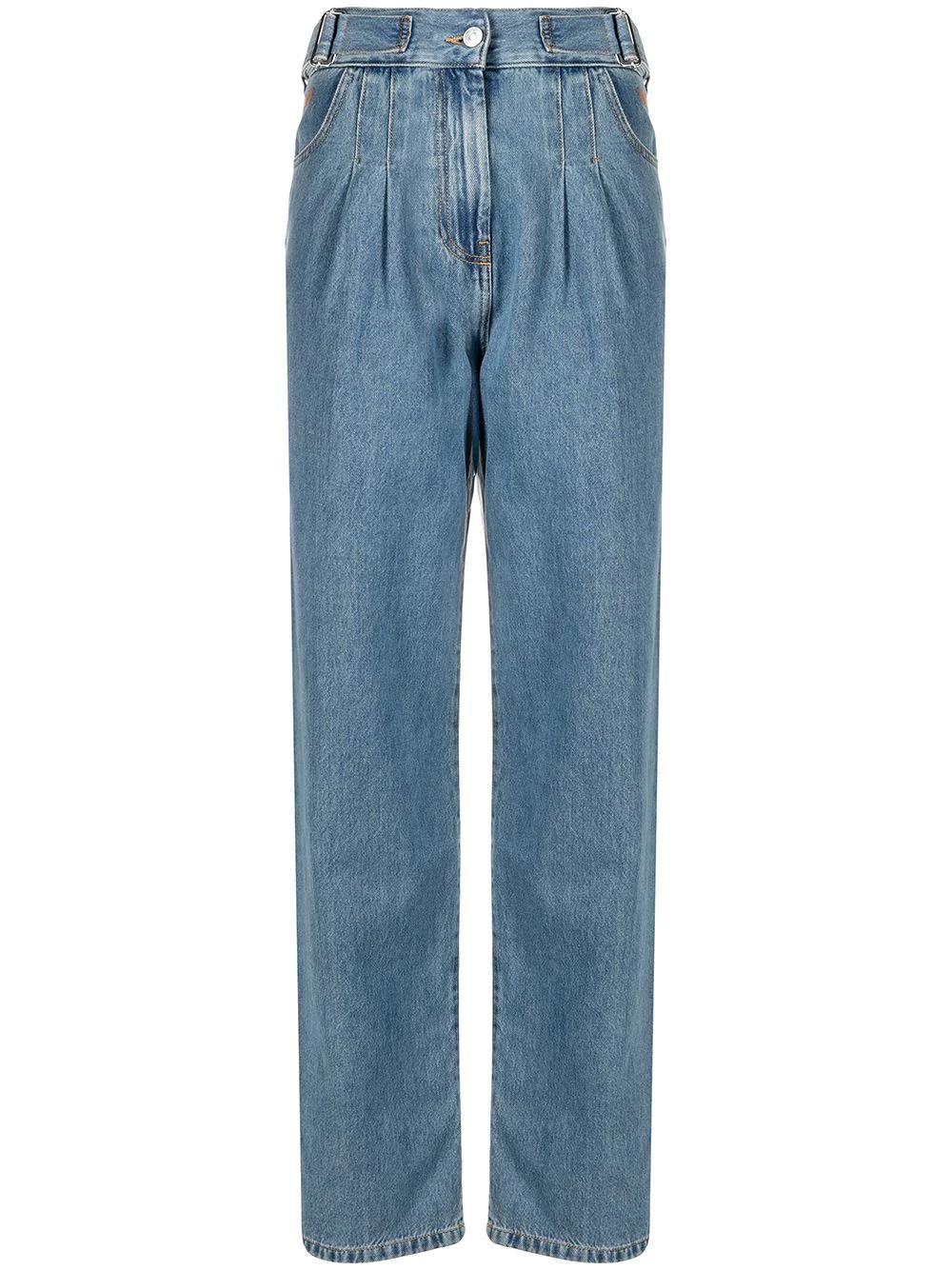 pleat-detail straight-leg jeans by MSGM