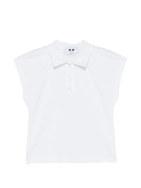 pointelle short-sleeve polo top by MSGM