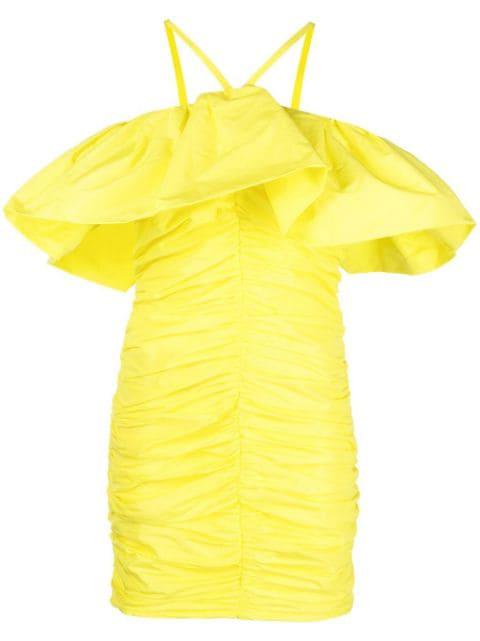 ruched ruffle-trim mini dress by MSGM